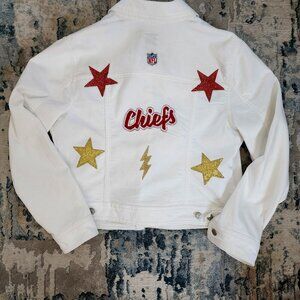 White KC Chiefs Jean Jacket